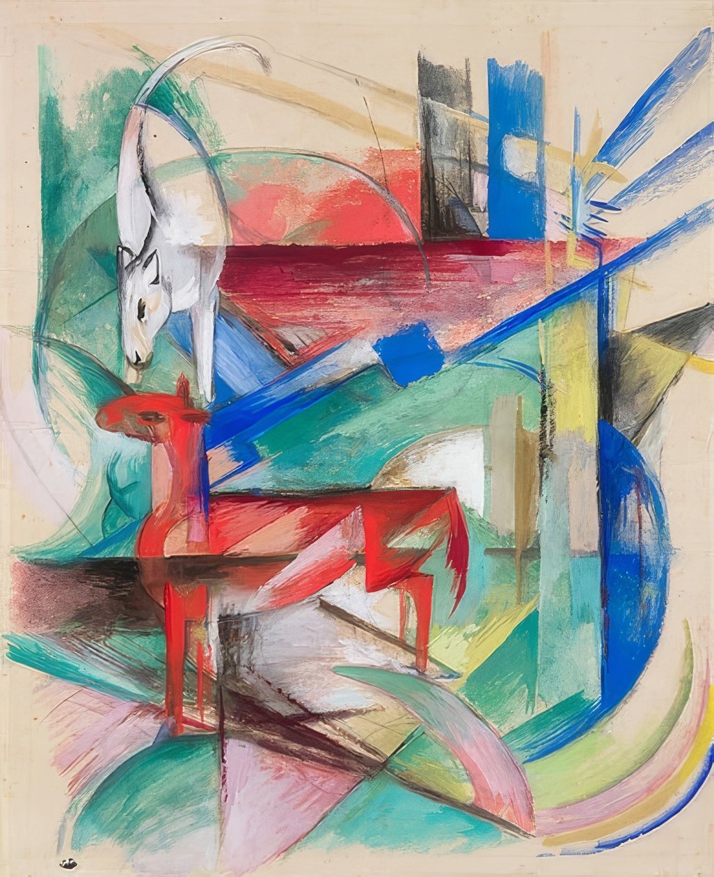 Táj állatokkal. 1913 alkotó: Franz Marc