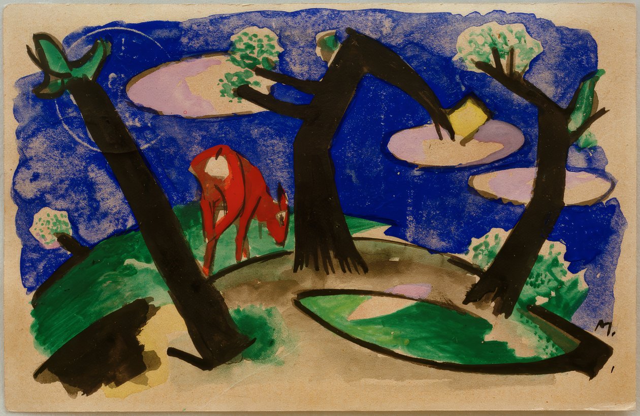 Táj egy vörös állattal alkotó: Franz Marc