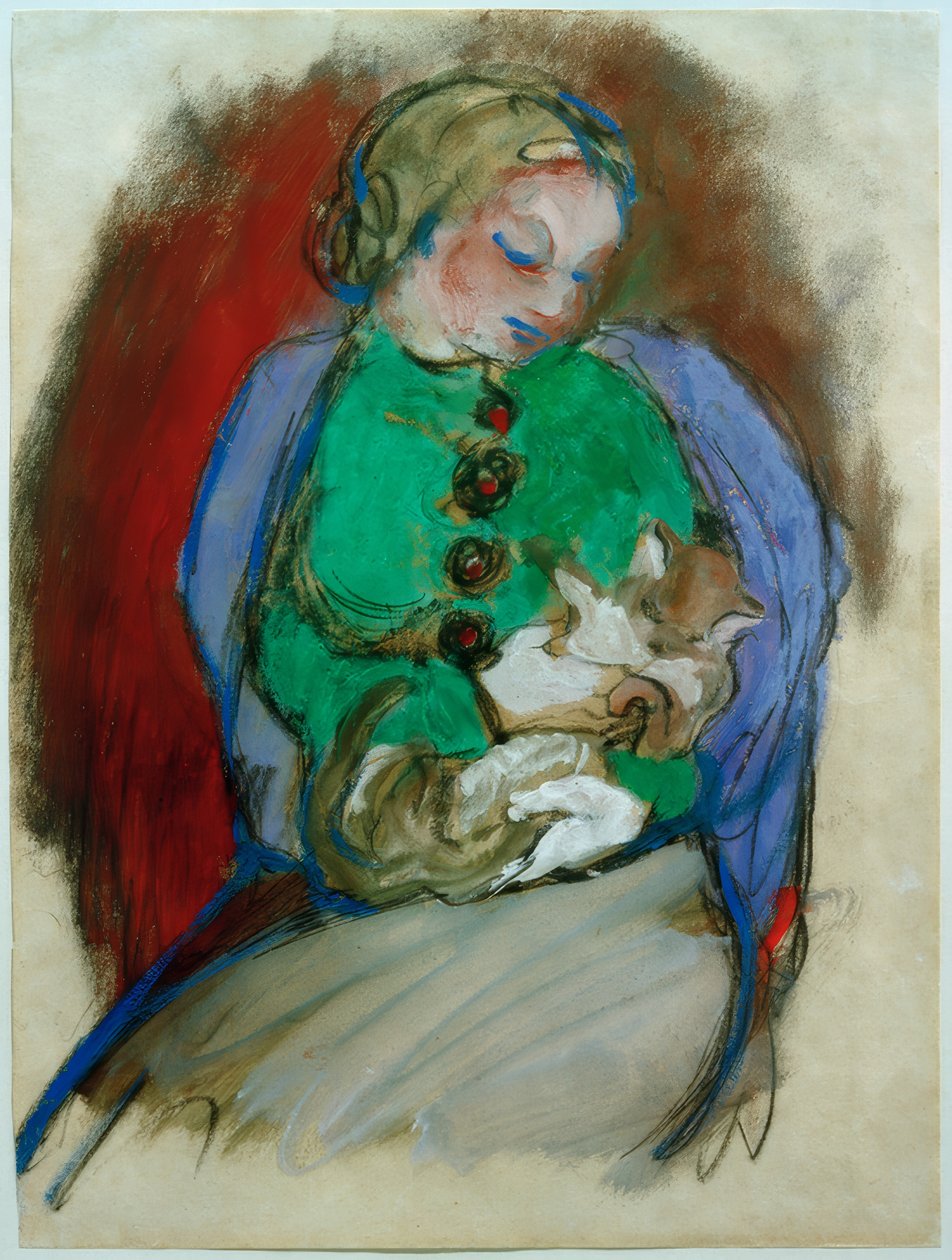 Lány macskával alkotó: Franz Marc
