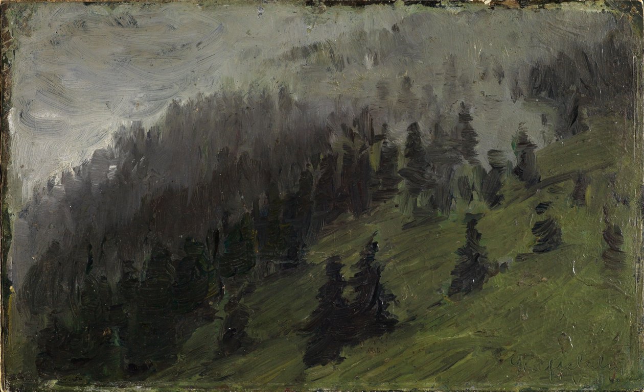 Köd a fenyők között alkotó: Franz Marc