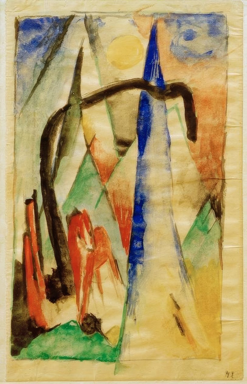 Ló hegyes formájú tájban alkotó: Franz Marc