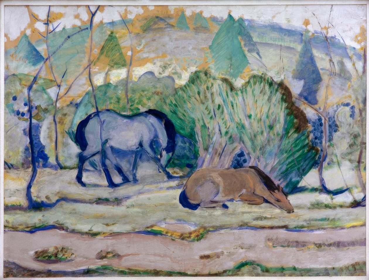 Lovak a legelőn (lovak a tájban) alkotó: Franz Marc