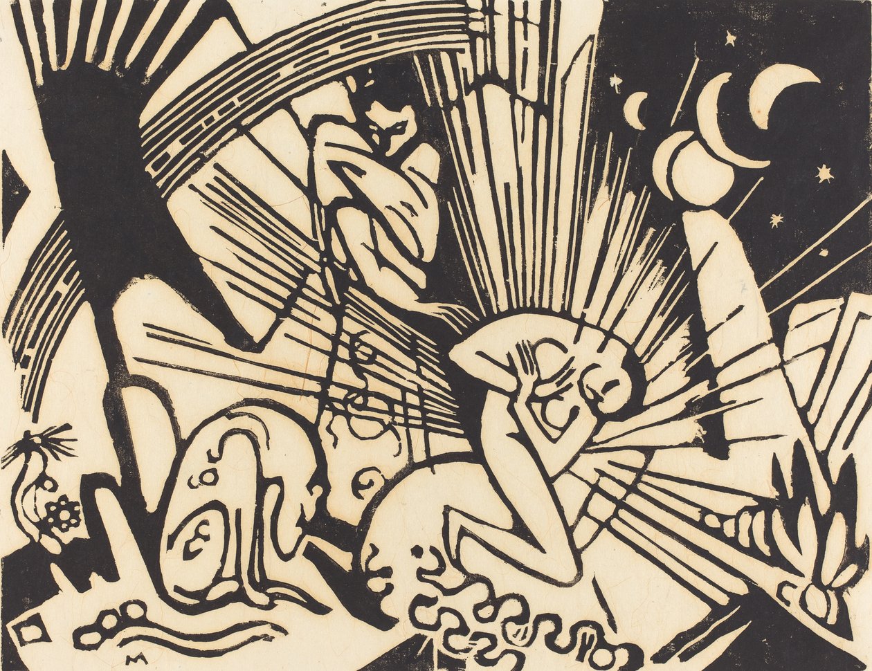 Megbékélés (Versoehnung), 1912 (fekete fametszet, japán papírra) alkotó: Franz Marc