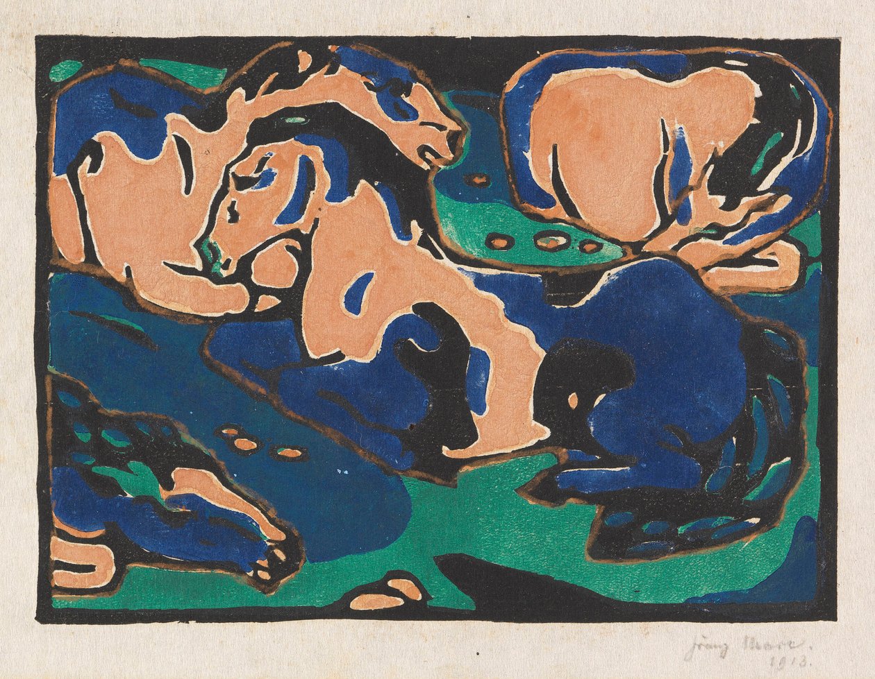 Pihenő lovak, 1911-1912. alkotó: Franz Marc