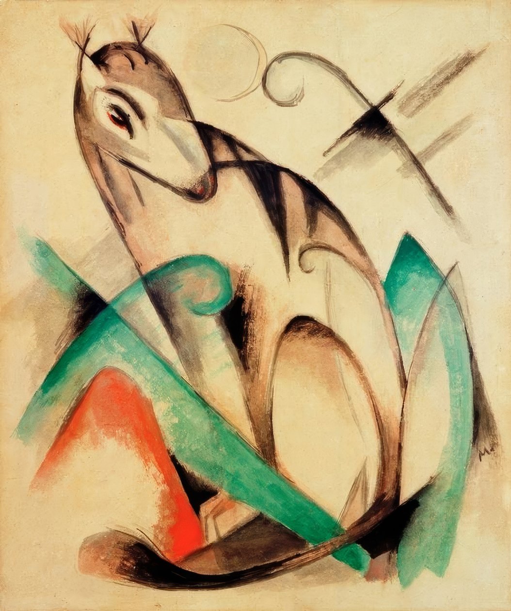 Ülő mitikus vadállat alkotó: Franz Marc