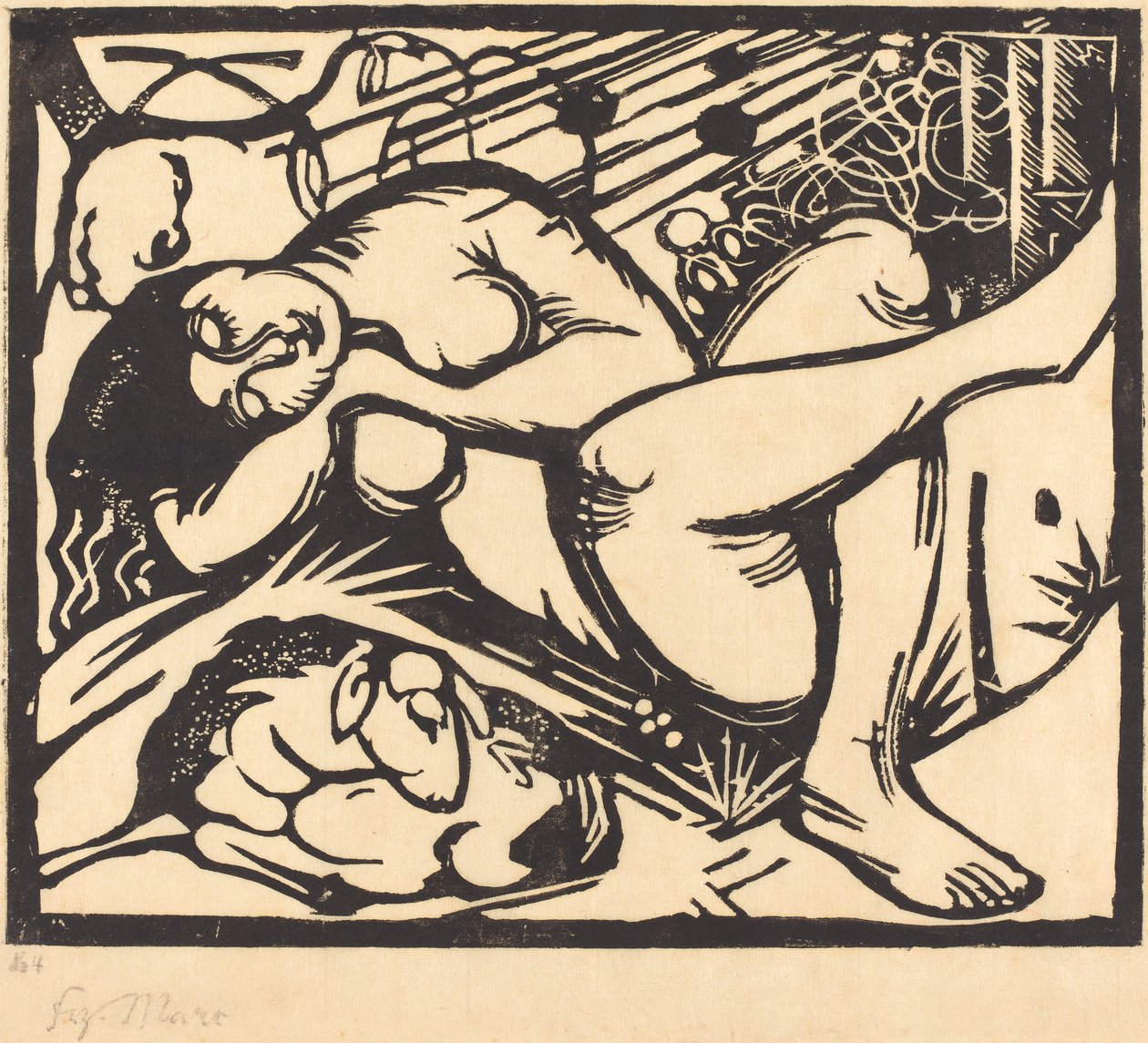 Alvó pásztorlány (Schlafende Hirtin), 1912 alkotó: Franz Marc