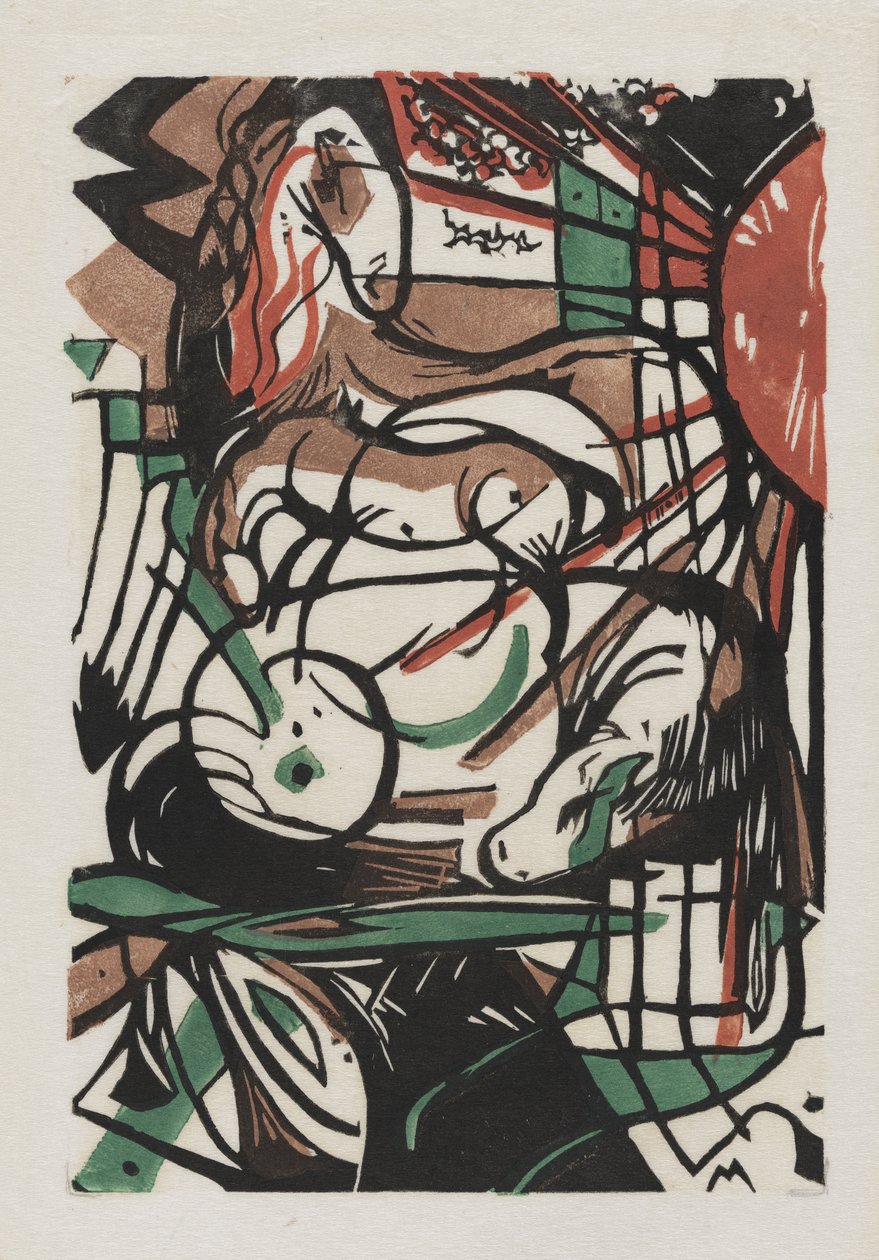 A lovak születése, 1913 (fametszet japán papírra) alkotó: Franz Marc
