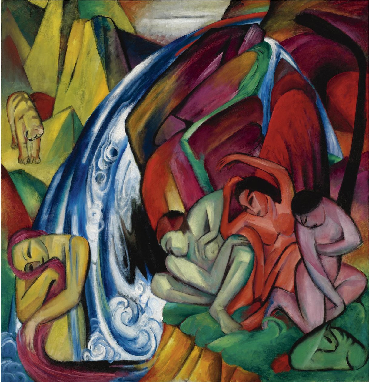 A vízesés Nők a vízesés alatt, 1912 alkotó: Franz Marc