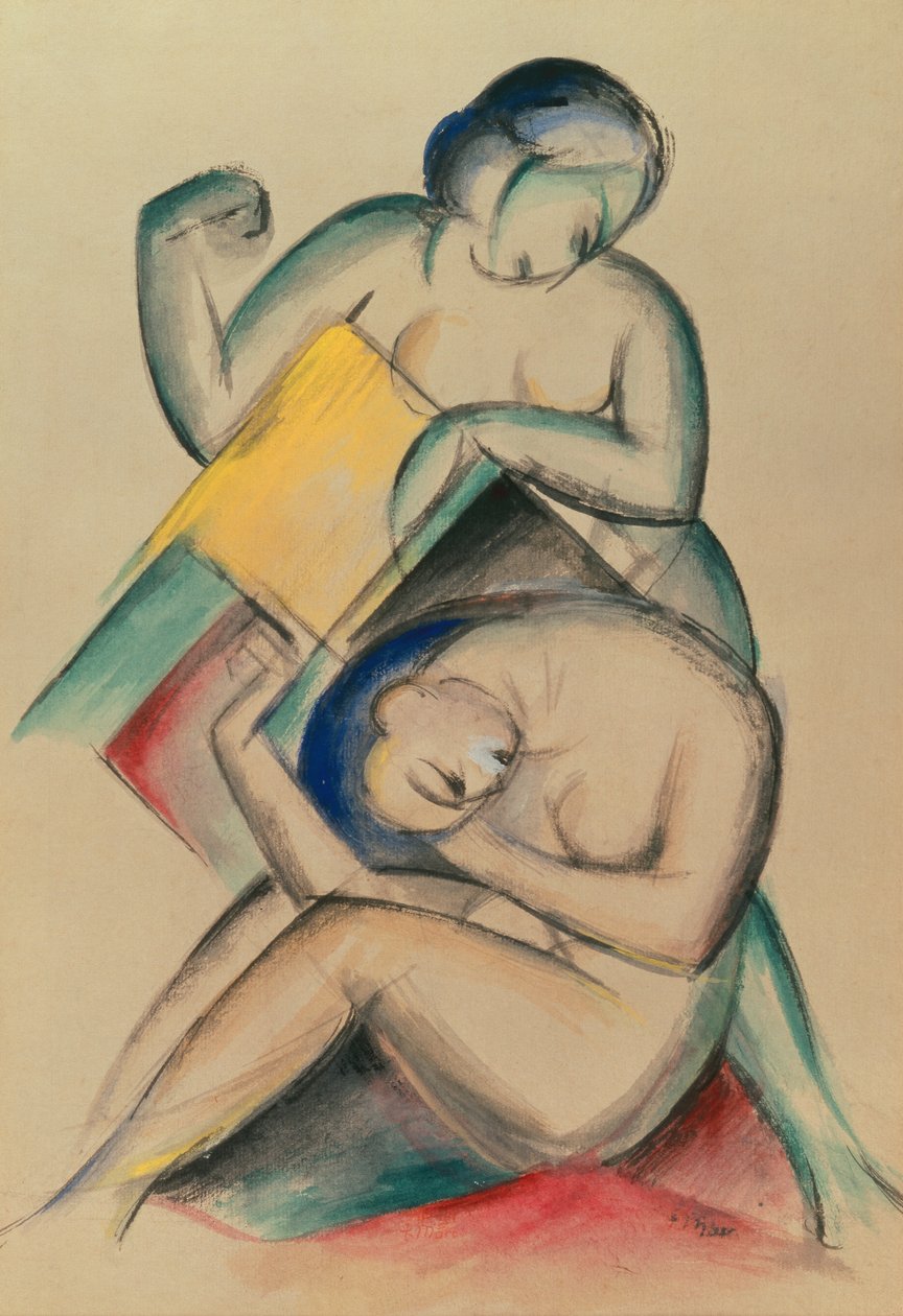 Két akt nő, 1910-1915 körül (guache és akvarell papíron) alkotó: Franz Marc