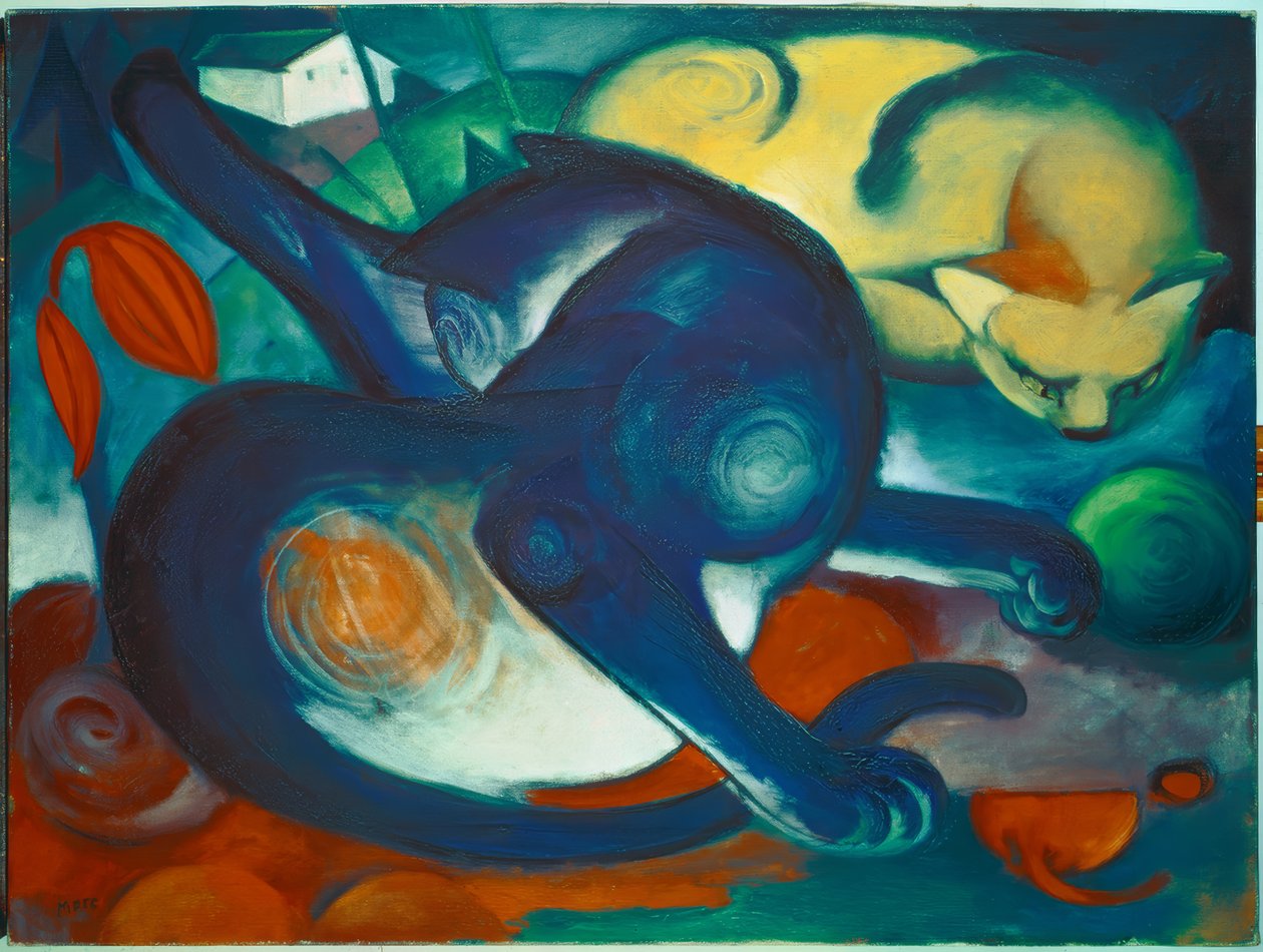Két macska, kék és sárga alkotó: Franz Marc