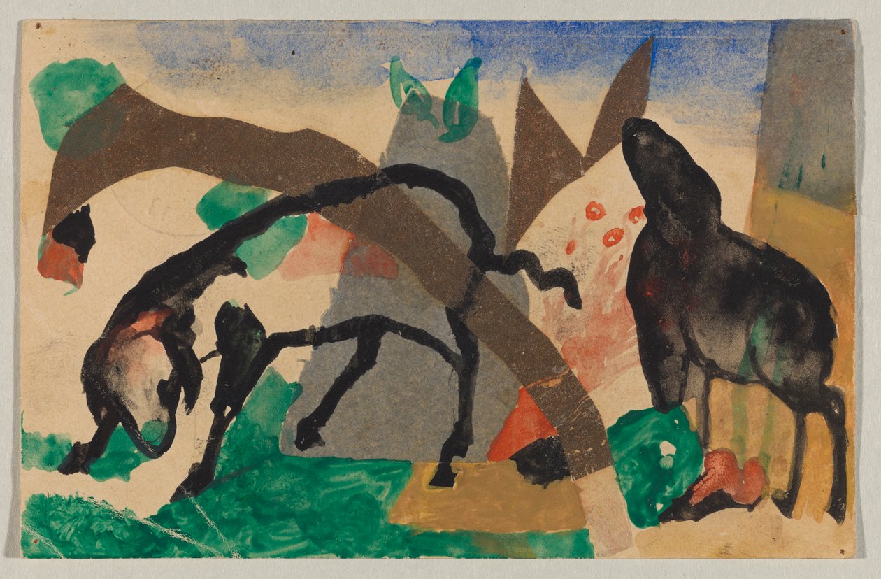 Két bárány, képeslap Sindelsdorfból Wassily Kandinskyig Murnauban alkotó: Franz Marc