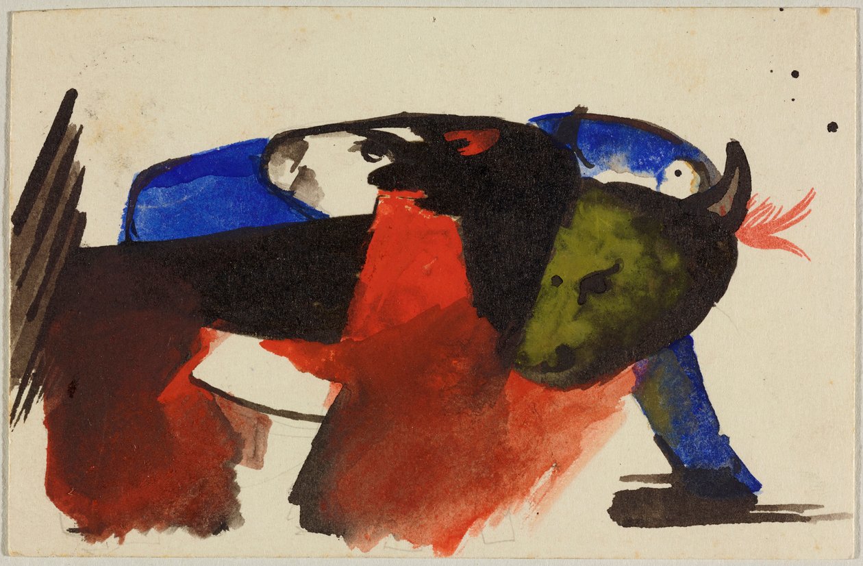 Két állat, képeslap Sindelsdorfból Wassily Kandinskyig Münchenben alkotó: Franz Marc