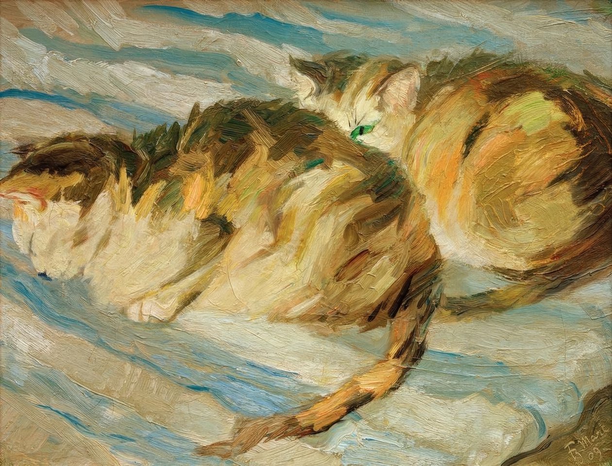 Két szürke macska (macska vizsgálat II) alkotó: Franz Marc