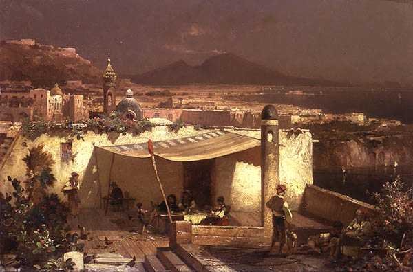 Terasz Posilipóban (olaj a panelen) alkotó: Franz Richard Unterberger