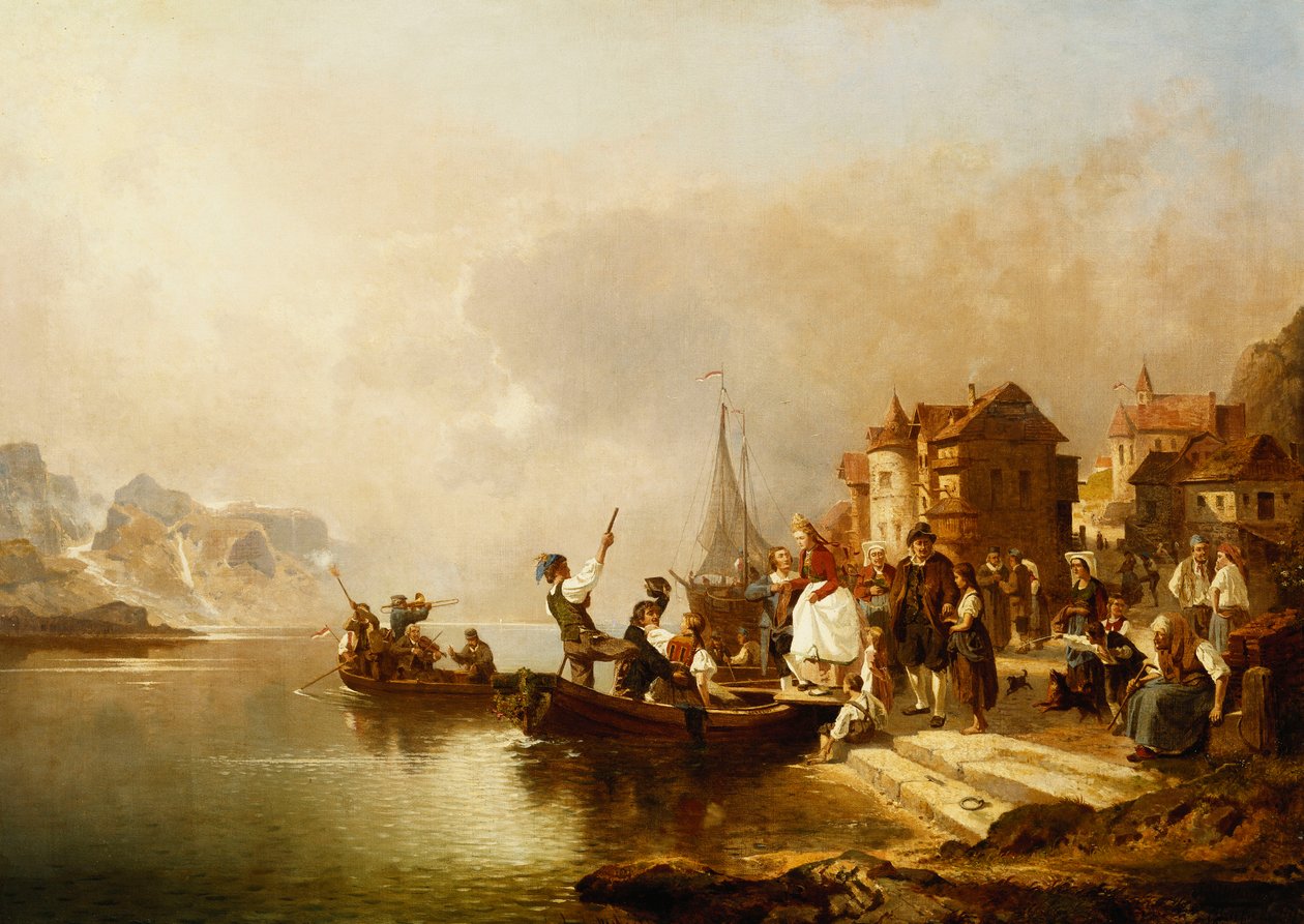 Esküvő csónakba szállva, 1864 alkotó: Franz Richard Unterberger