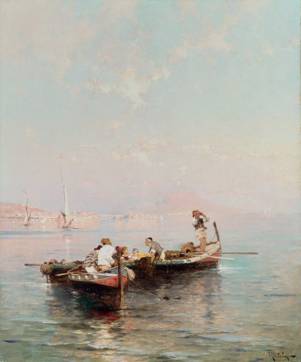 Halászhajó a Nápolyi-öbölben (olaj, vászon) alkotó: Franz Richard Unterberger