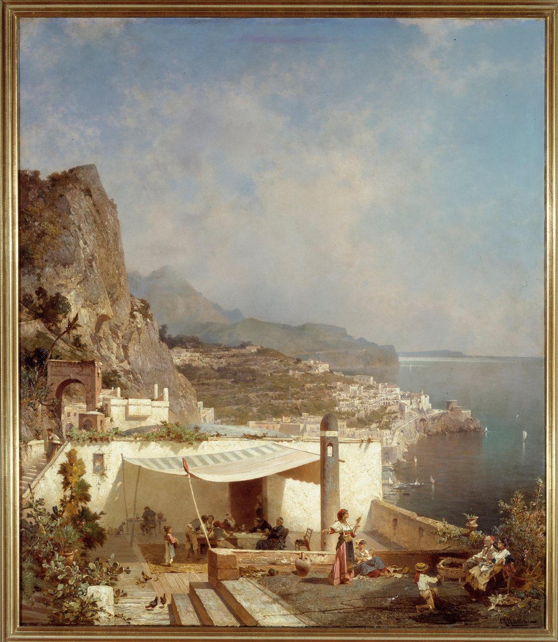 A Nápolyi-öböl. Franz Richard Unterberger (1838-1902) festménye Ec. Bel. alkotó: Franz Richard Unterberger
