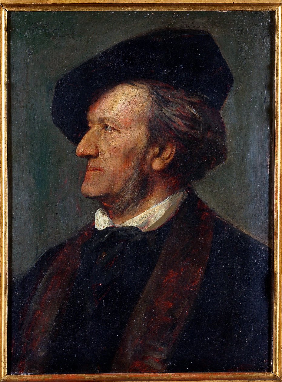 "Richard Wagner zeneszerző portréja" (Richard Wagner (1813-1883) zeneszerző portréja) Franz von Lenbach (1836-1904) festménye - 1871 - Olaj, fa - Richard Wagner Múzeum, Bayreuth alkotó: Franz Seraph von Lenbach