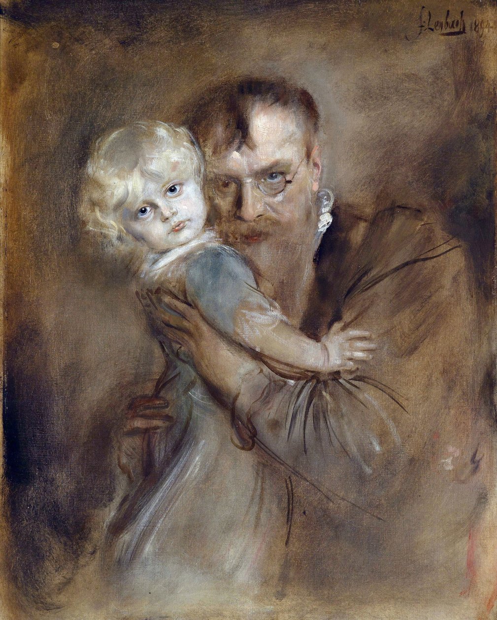 Önarckép Marion lányával - Lenbach, Franz, von (1836-1904) - 1894 - Olaj, vászon - 81,5x65,5 - Magángyűjtemény alkotó: Franz Seraph von Lenbach