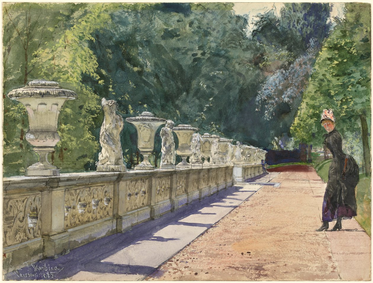 Sétány a Sanssouci parkban alkotó: Franz Skarbina
