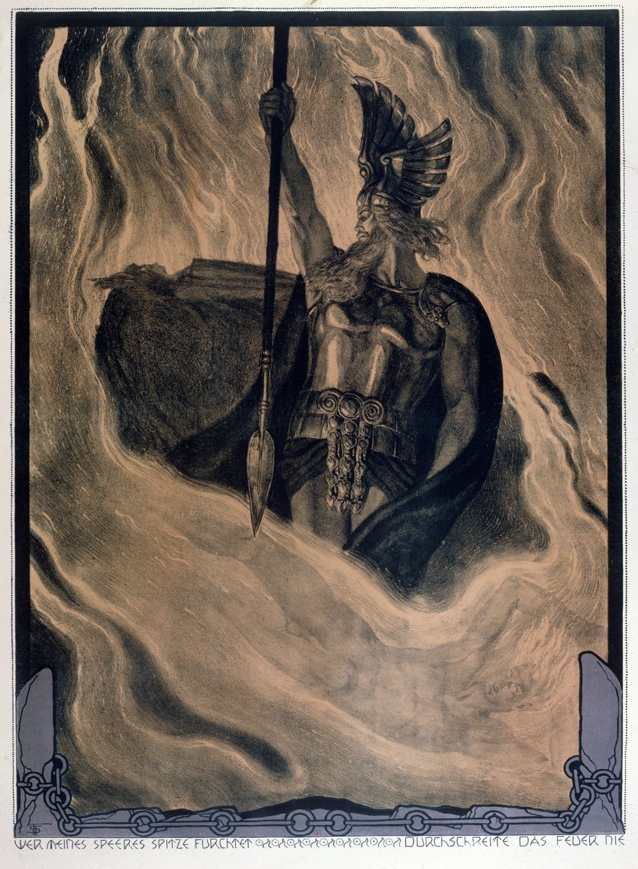 Odin felhívja a tüzet, 1914 körül (színes litó) alkotó: Franz Stassen