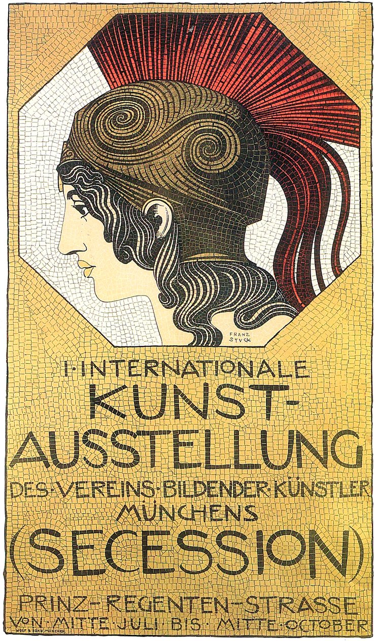 Plakat az első nemzetközi képzőművészeti kiállításra, a Secessionra, 1893-ban. alkotó: Franz Stuck Ritter von
