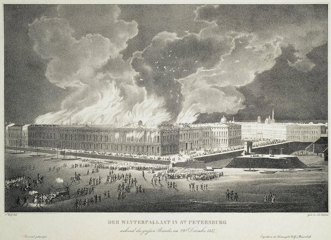 Tűz a Téli Palotában 1837. december 29-én, 1838 körül alkotó: Franz Wolf