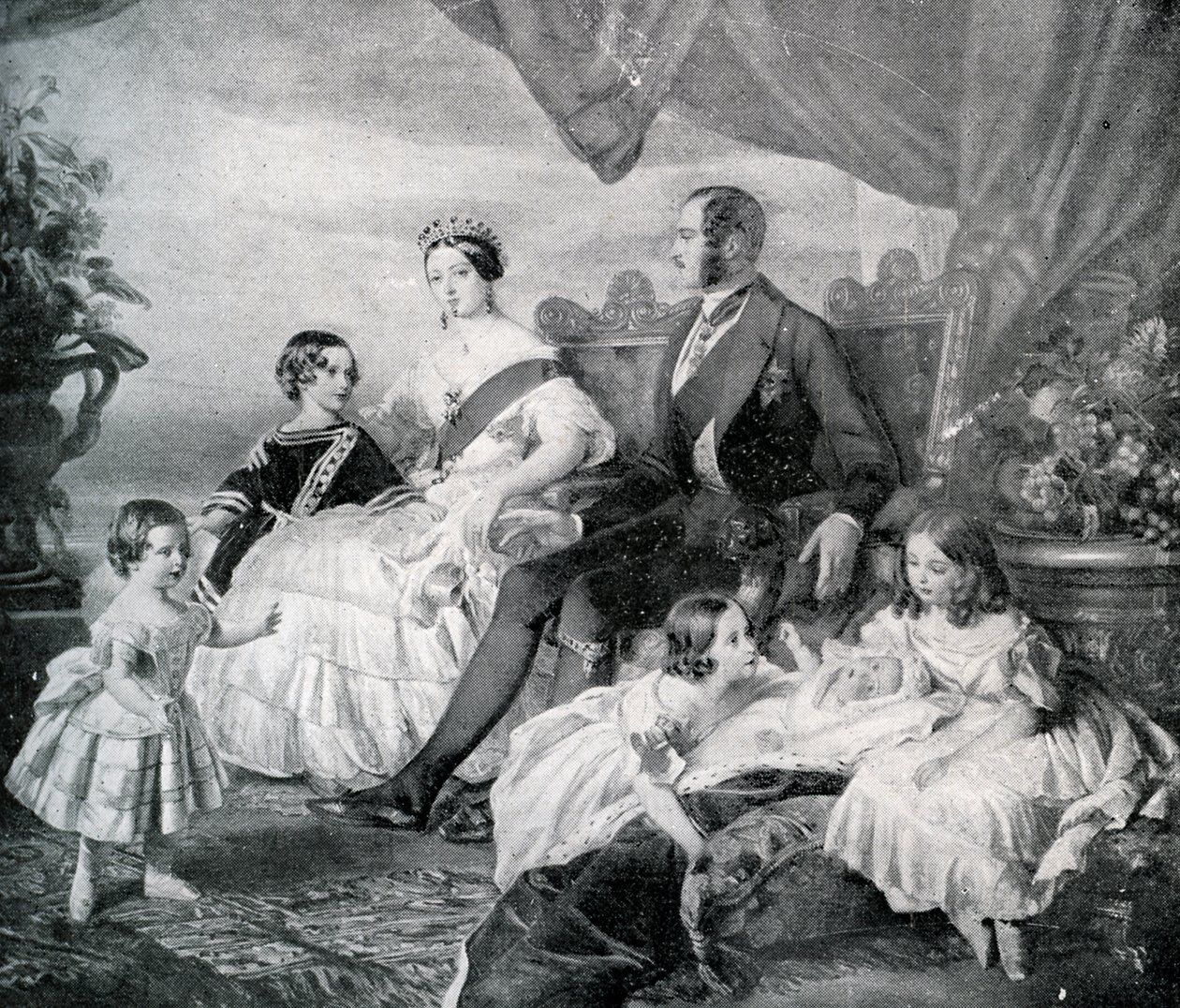 Viktória királynő Albert herceggel és gyermekeikkel (nyomtatás) alkotó: Franz Xaver  Winterhalter (after)