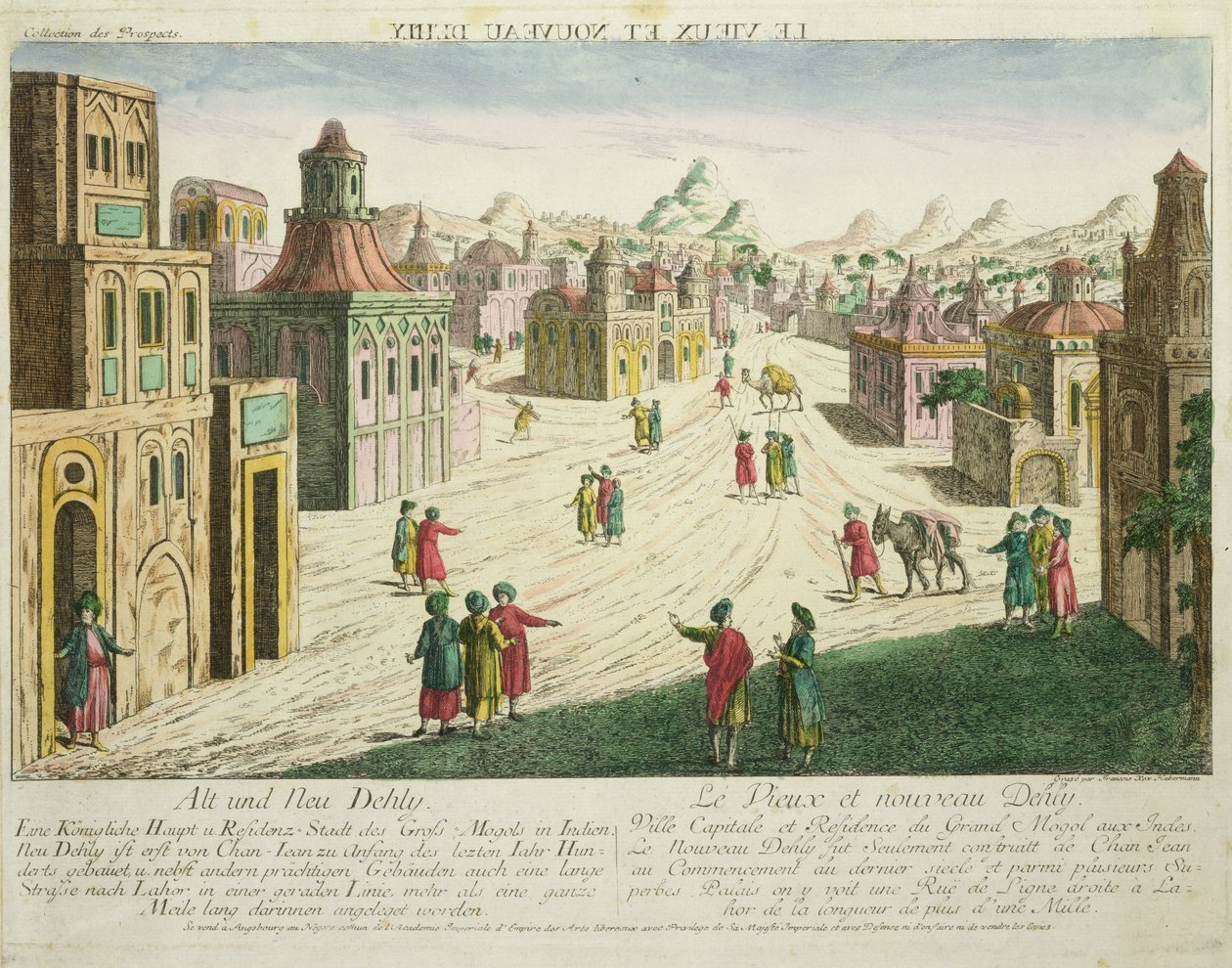 Régi és Új-Delhi (akvatinta) alkotó: Franz Xaver Habermann