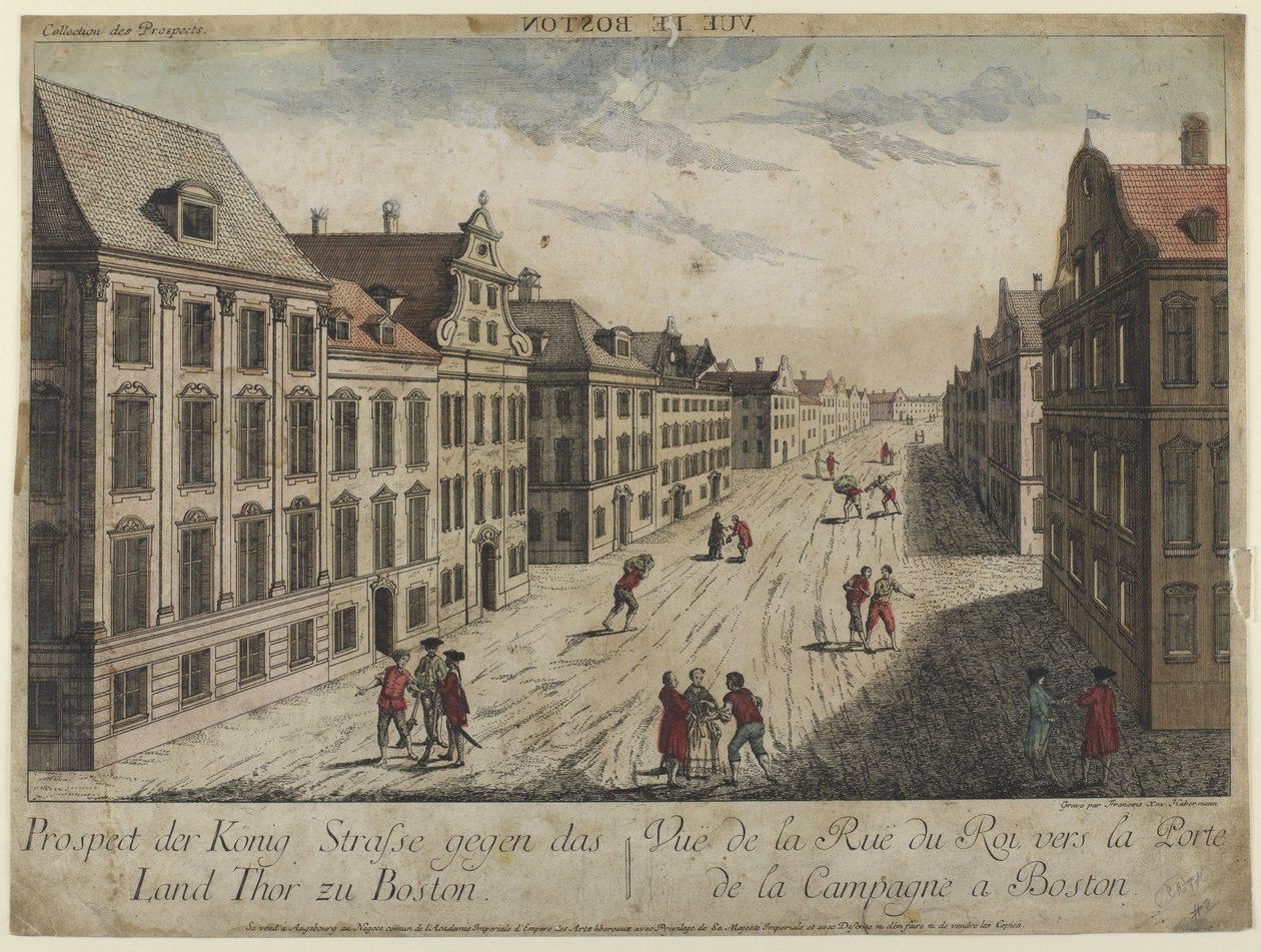 A Rue du Roi--Boston (1776) alkotó: Franz Xaver Habermann