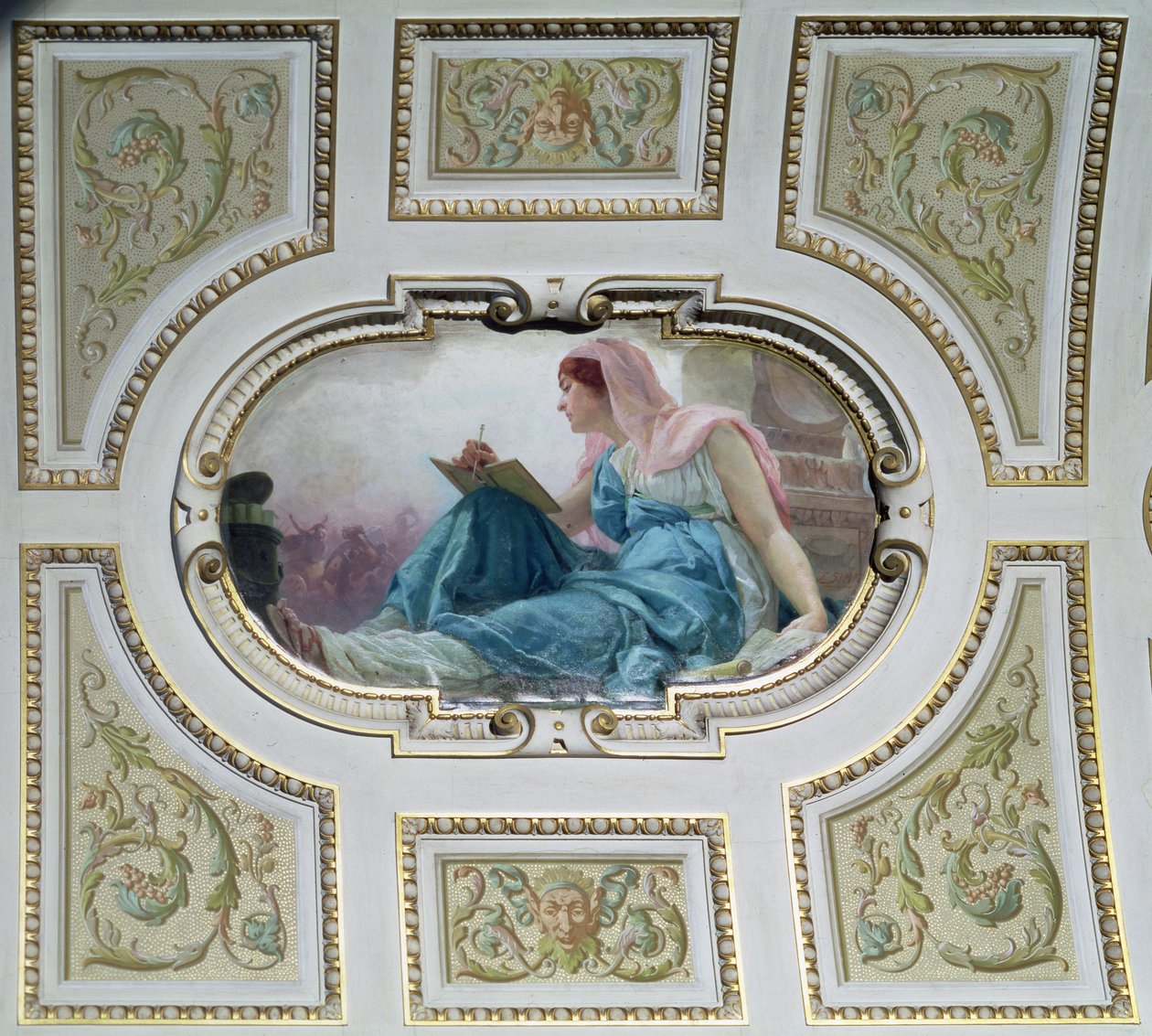A történelem allegorikus alakja, 1890 (mennyezetfestmény) alkotó: Franz Xaver Simm