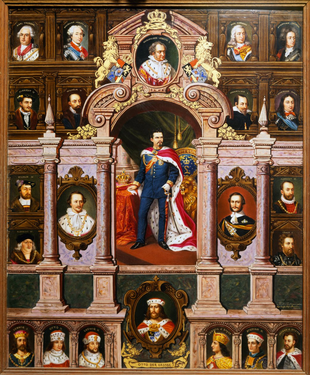 Pannó a Wittelsbach család bajor királyainak portréival, Franz Xaver Thallmaier alkotó: Franz Xaver Thallmaier