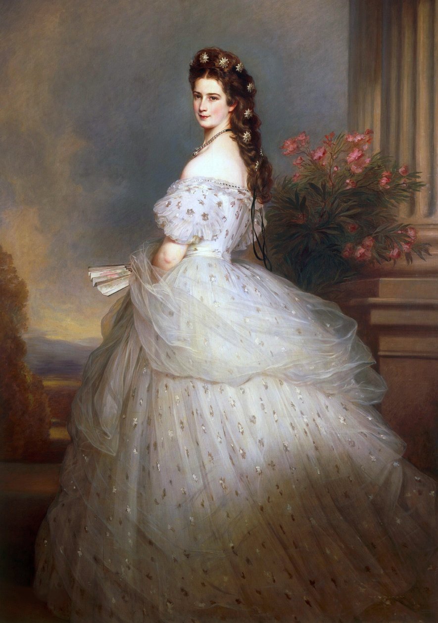 Erzsébet osztrák császárné gyémántcsillagokkal a hajában - Erzsébet osztrák császárné gyémántcsillagokkal a hajában, Winterhalter, Franz Xavier (1805-1873). olajfestmény alkotó: Franz Xaver Winterhalter