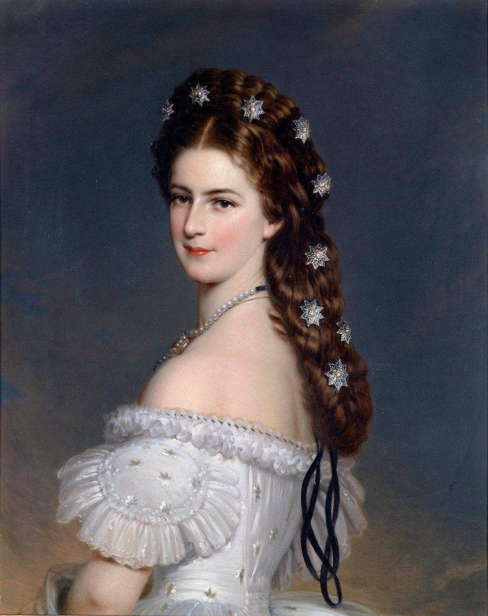 ""Wittelsbachi Erzsébet (1837-1898) (sissi vagy sisi), osztrák császárnő (1854-1898) és magyar királynő (1867-1898) portréja"" Franz Xavier Winterhalter (1805-1873) festménye 60caprivate 18 körül Gyűjtemény alkotó: Franz Xaver Winterhalter