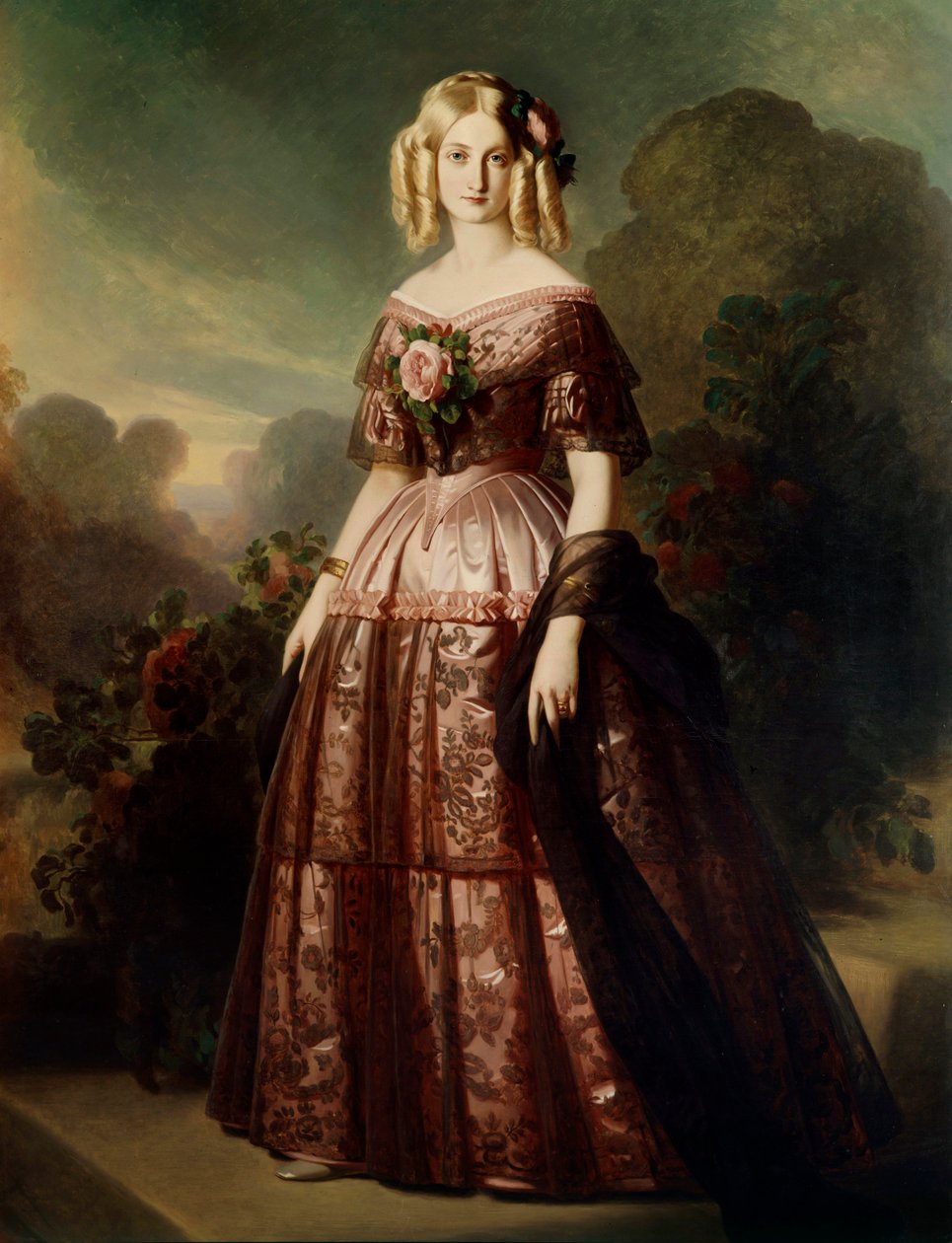 Marie Caroline Auguste de Bourbon Salerno, Aumale hercegnőjének egész alakos portréja alkotó: Franz Xaver Winterhalter