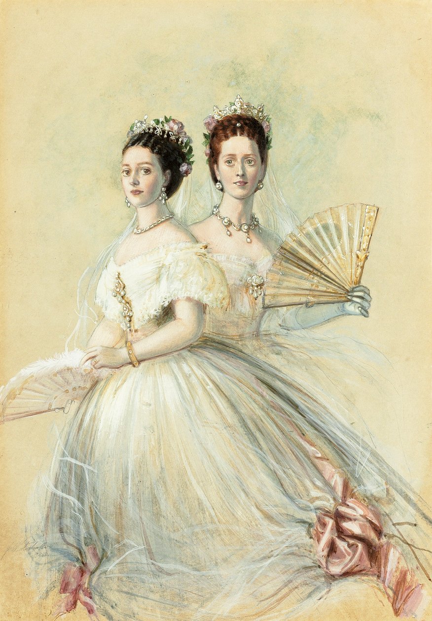 Mária Fedorovna cárnő és nővére, Alexandra, walesi hercegnő portréja, 1868 alkotó: Franz Xaver Winterhalter