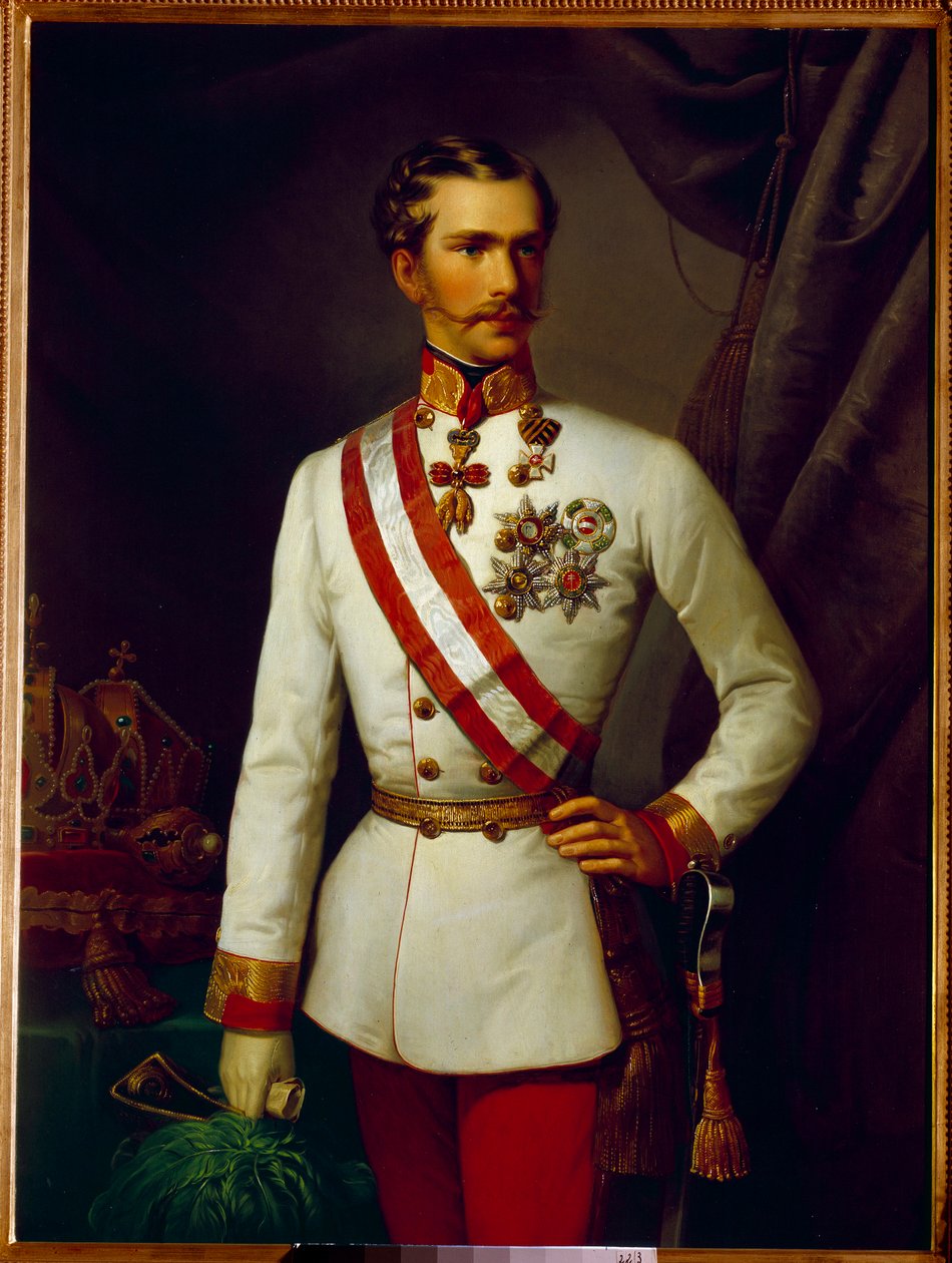 Az osztrák Francois Joseph portréja 28 éves volt ünnepi egyenruhában (1830-1916). Francois Xaver Winterhalter (1806-1873) festménye alkotó: Franz Xaver Winterhalter