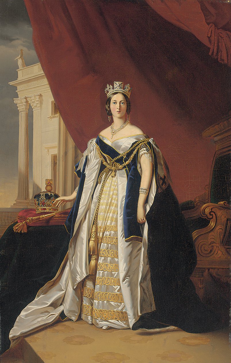 Viktória királynő portréja koronázási köntösben alkotó: Franz Xaver Winterhalter
