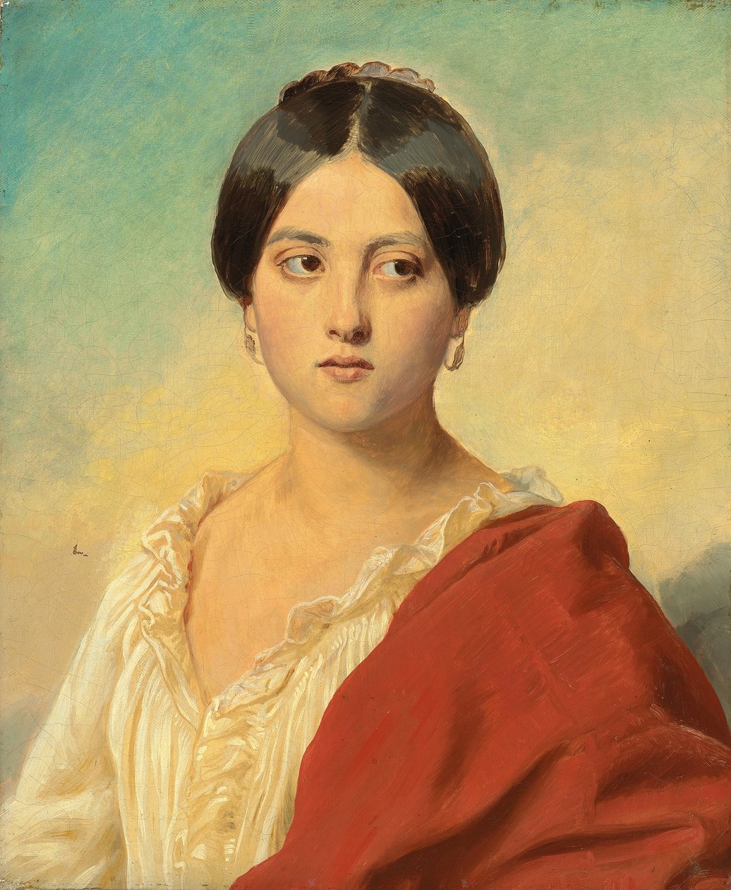 Egy olasz lány portréja, félalakos, 1834 körül alkotó: Franz Xaver Winterhalter