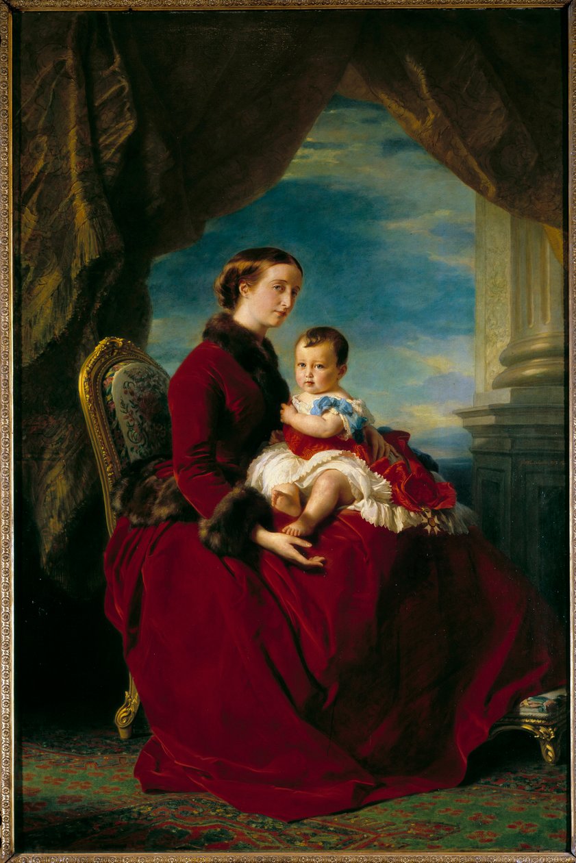 Eugenie császárné és császári herceg portréi. Eugenie de Montijo (1826-1920) és fia III. Napóleonnal, Napóleon Eugene Louis Bonaparte (1856-1879). Francois Xaver Winterhalter (1806-1873) festménye Ec. Minden. alkotó: Franz Xaver Winterhalter