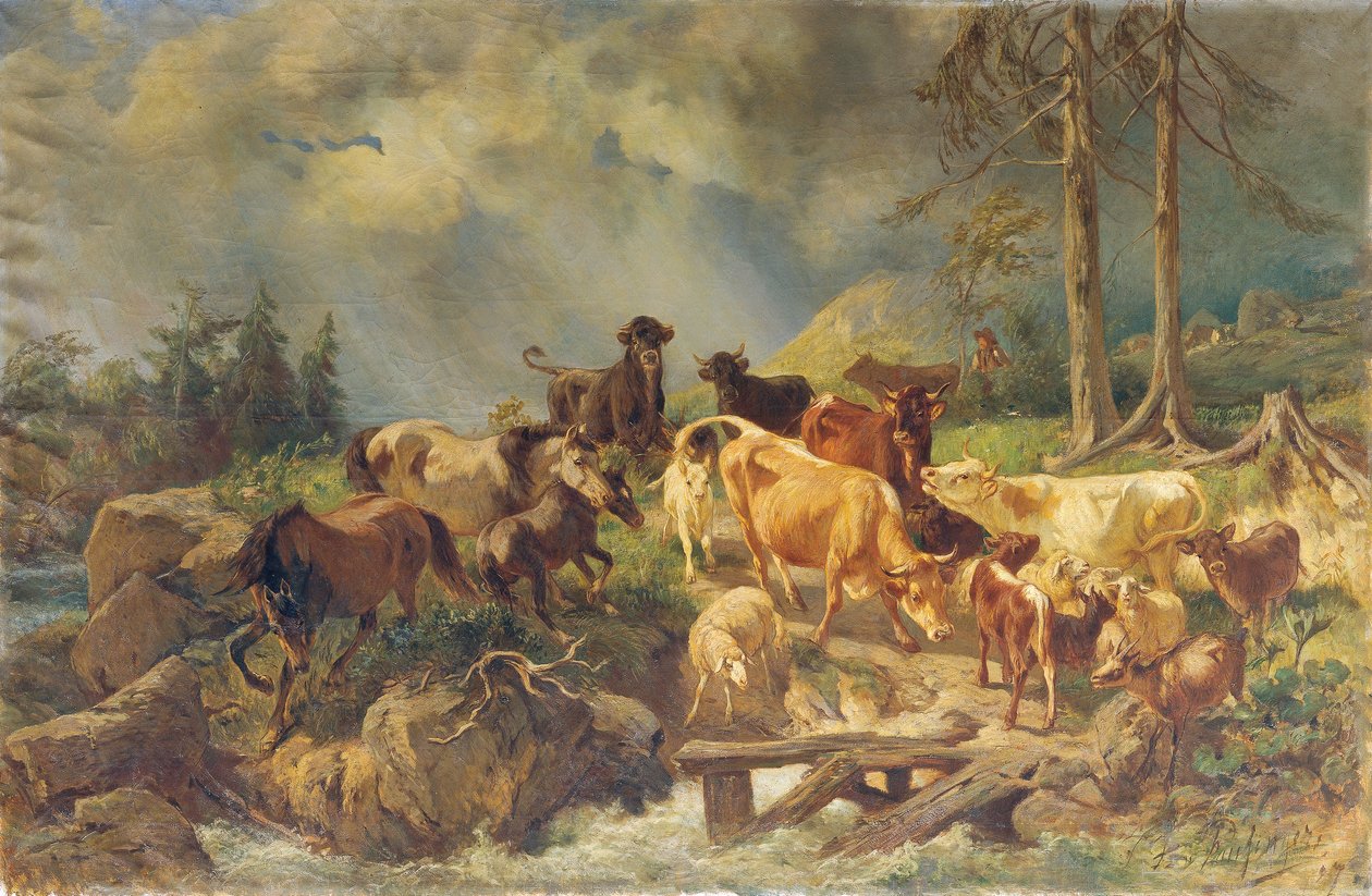 Hegyvidéki táj tehenekkel alkotó: Franz Xaver von Pausinger
