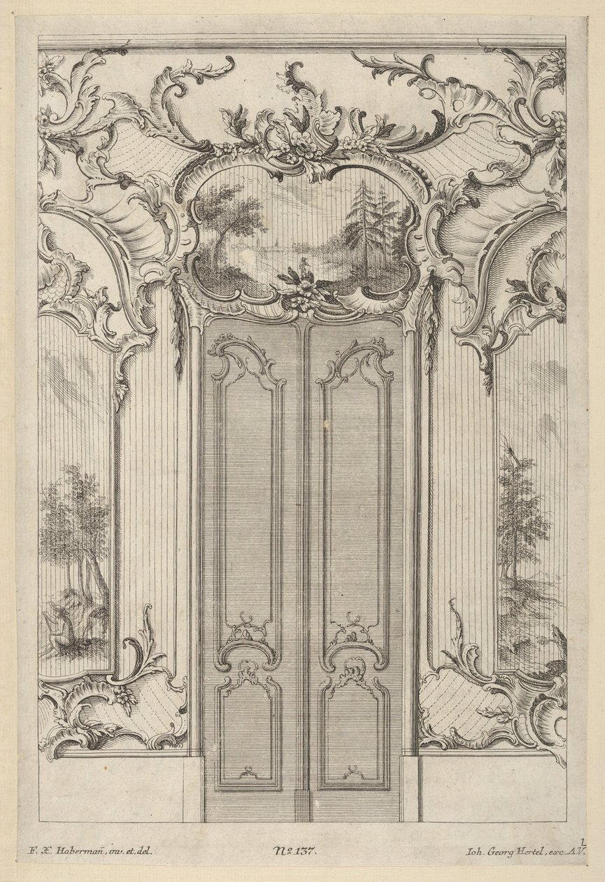 Falemelés kettős ajtóval, "Wandfüllungen", kb. 1748-70. alkotó: Franz Xavier Habermann