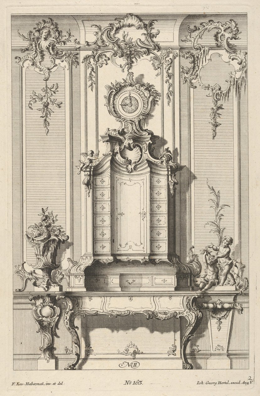 Falemelés titkárral, az íróasztalokból, 1748-70 körül. alkotó: Franz Xavier Habermann