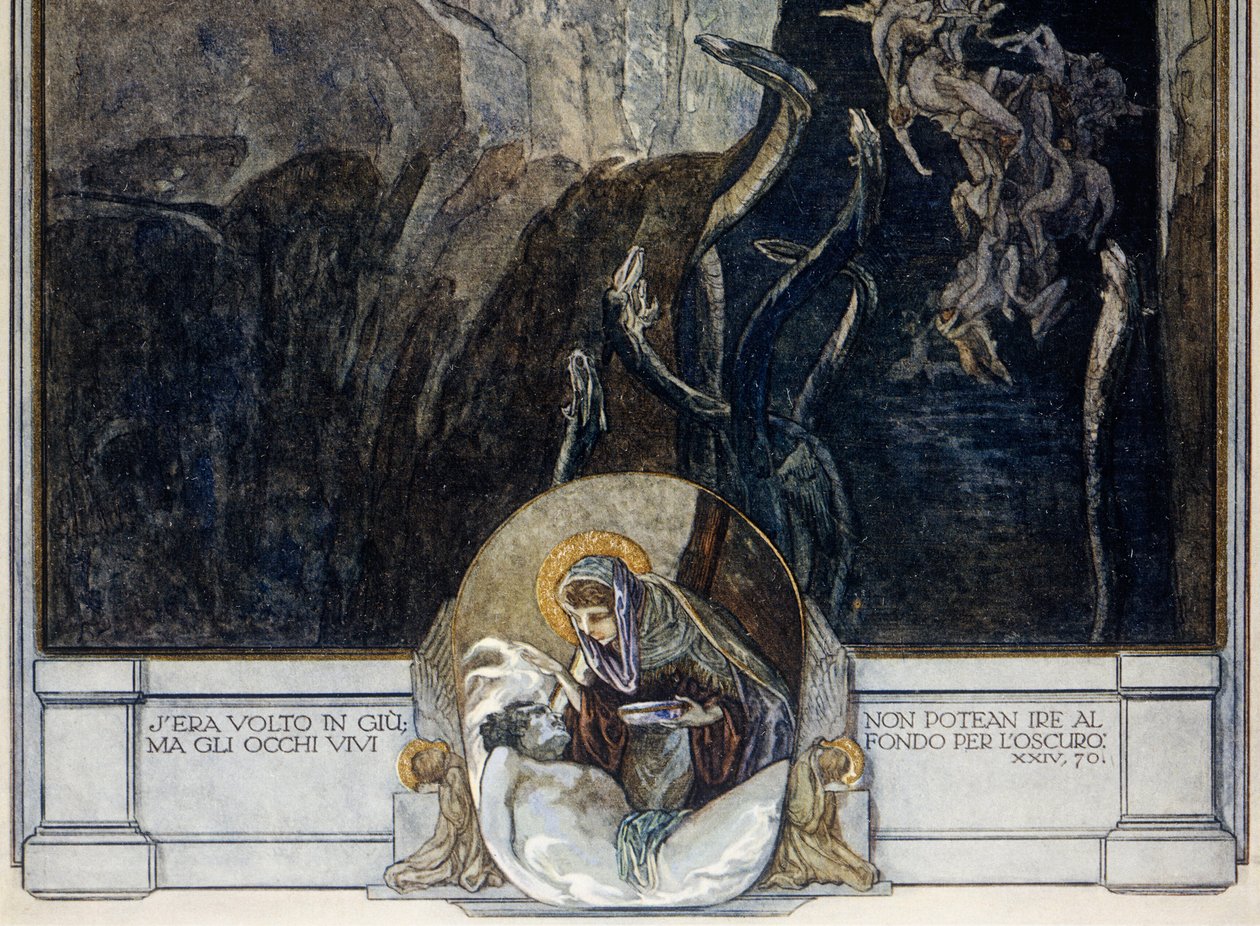 Ausztria, Bécs, Dante Alighieri Isteni színjátékának (Pokol, XXIV. ének) illusztrációja, Franz von Bayros, részlet alkotó: Franz von (1866 1924) Bayros