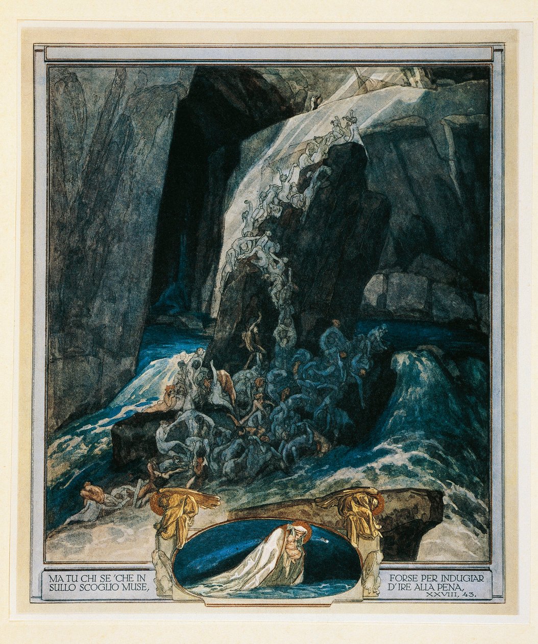 Ausztria, Bécs, Dante Alighieri Isteni színjátékának (Pokol, XXVIII. ének) illusztrációja, Franz von Bayros alkotó: Franz von (1866 1924) Bayros