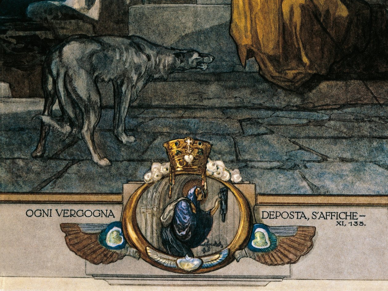 Ausztria, Bécs, Illusztráció Dante Alighieri Isteni színjátékának (Purgatory, XI. ének) Franz von Bayrostól, részlet alkotó: Franz von (1866 1924) Bayros
