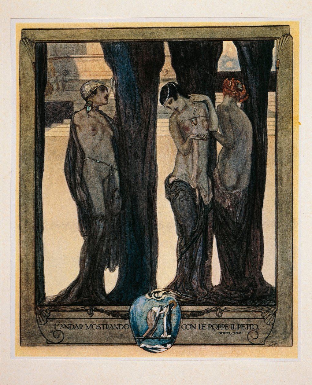 Ausztria, Bécs, Franz von Bayros illusztrációja Dante Alighieri Isteni színjátékának (Purgatórium, XXIII. ének) alkotó: Franz von (1866 1924) Bayros