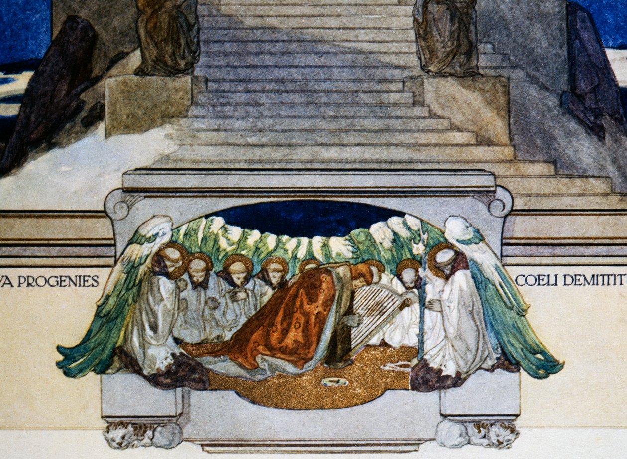És új utódok szállnak alá a mennyből, Purgatórium, XXII. ének, Dante Alighieri Isteni színjátéka, Franz von Bayros (1866-1924) illusztrációja, Bécs alkotó: Franz von  Bayros