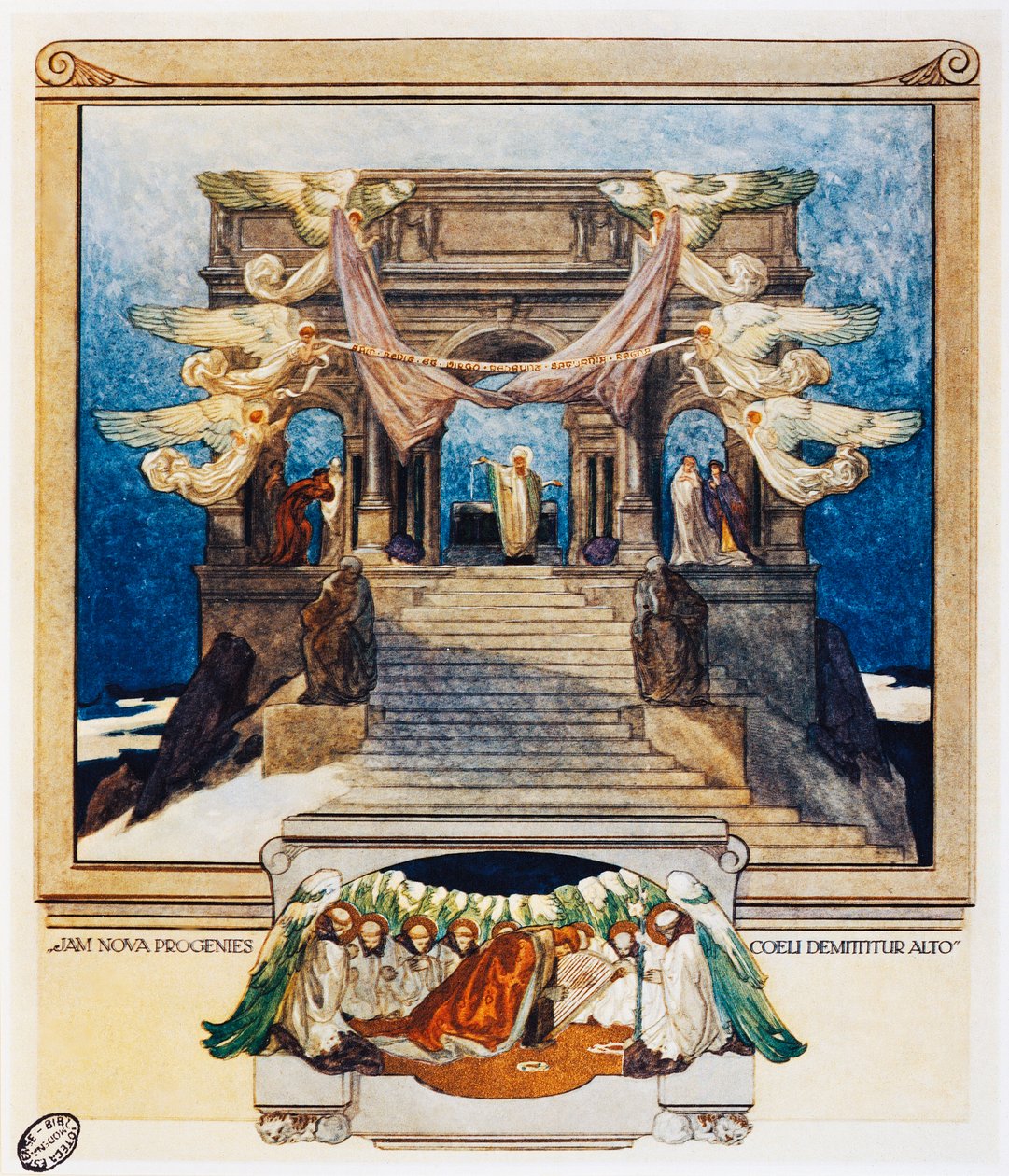 És új utódok szállnak alá a mennyből, 72. vers, Purgatorio, XXII. ének, Az isteni színjáték, Dante Alighieri (1265-1325), illusztráció: Franz Von Bayros (1866-1924), Bécs alkotó: Franz von  Bayros