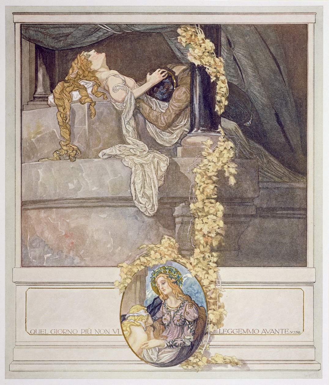 Illusztráció Dante „Isteni színjátékából”, Pokol, V. ének alkotó: Franz von Bayros (1866 1924)